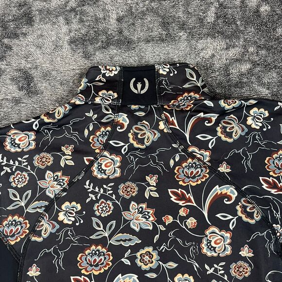 Kerrits Up Tempo Fleece 1/4 Zip Tech Top Floral Horse AOP Black Pullover XL - Picture 11 of 12
